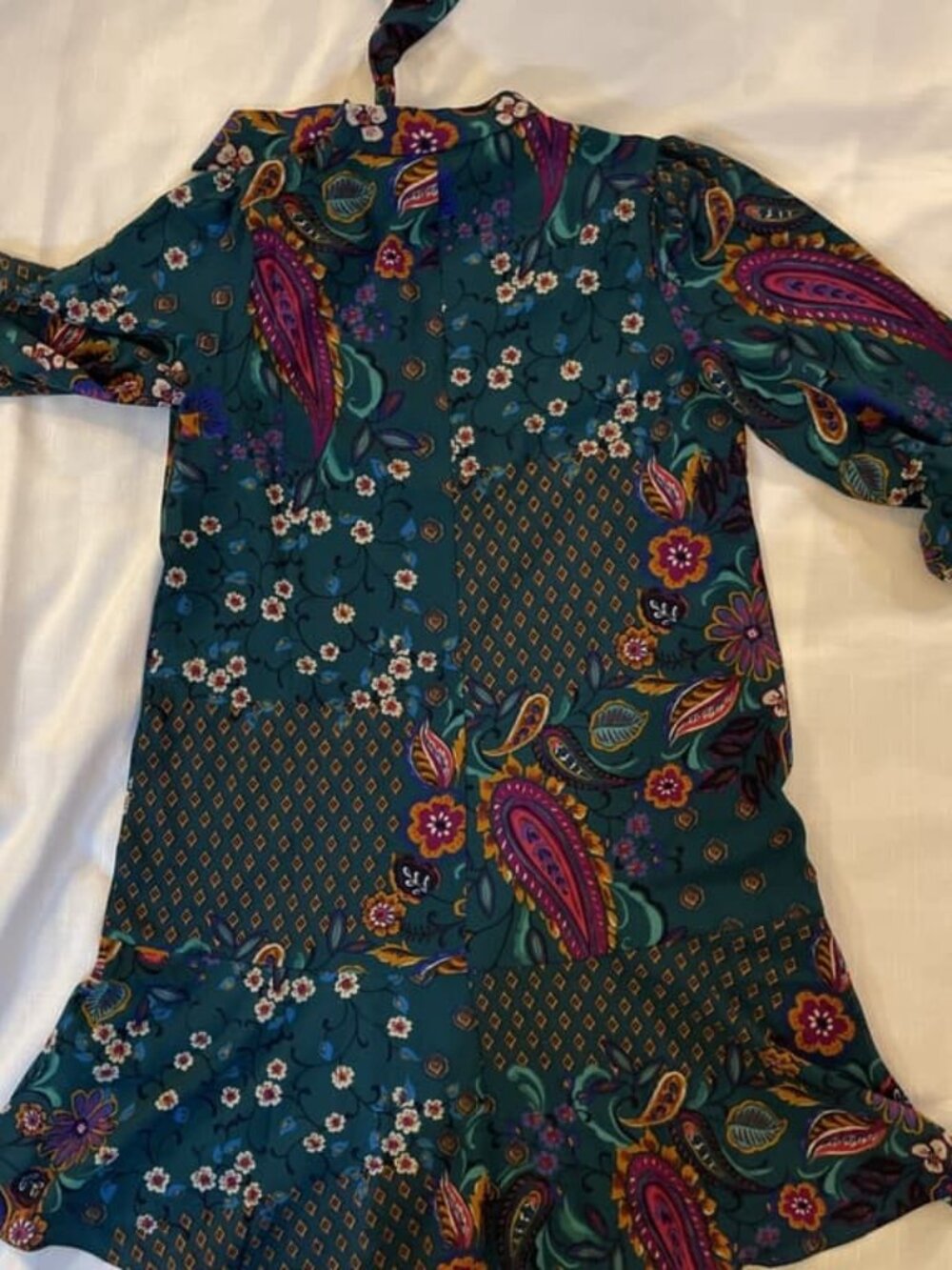 Times Teal Floral & Paisley Dress_